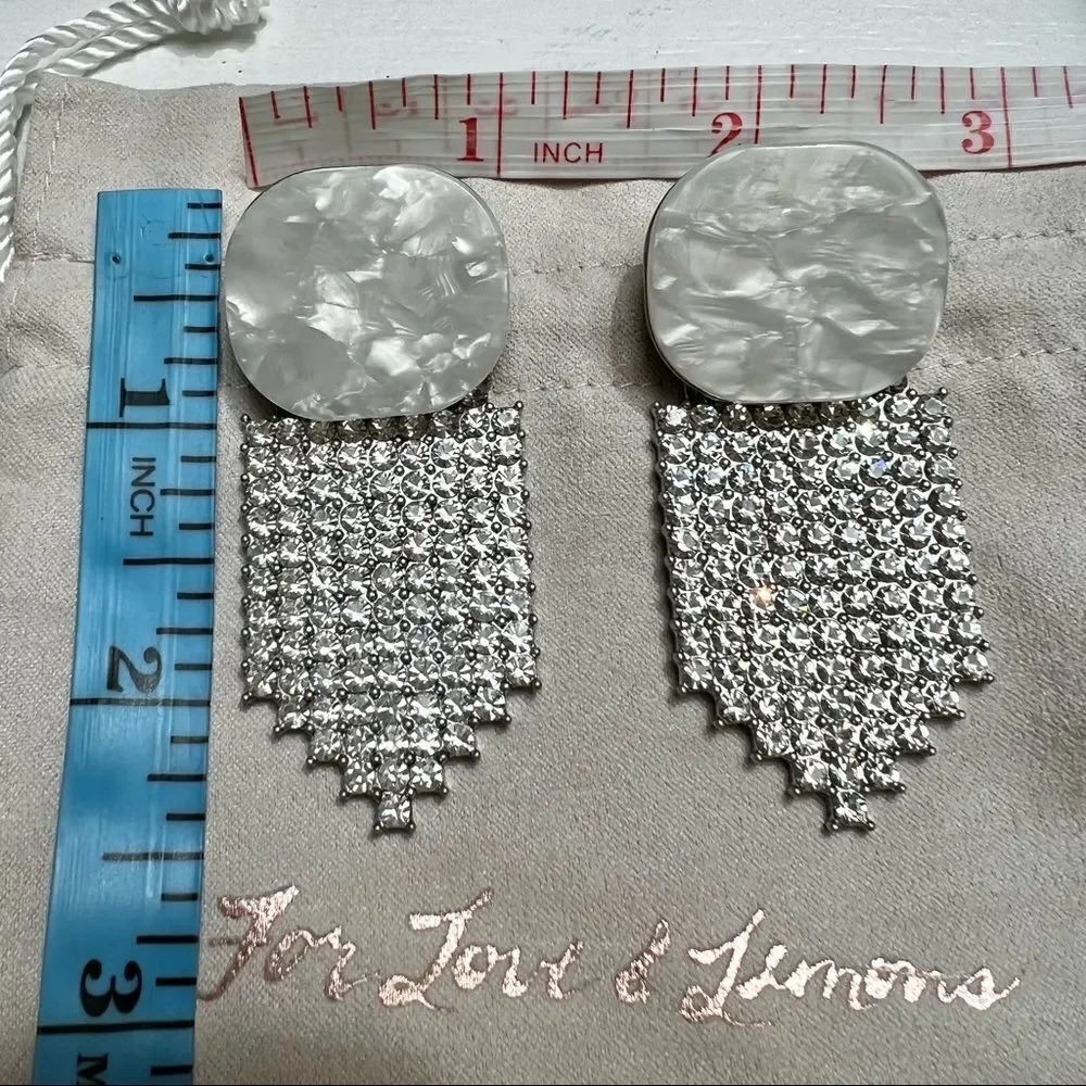 For Love and Lemons Earrings Auburn Crystal in White NEW